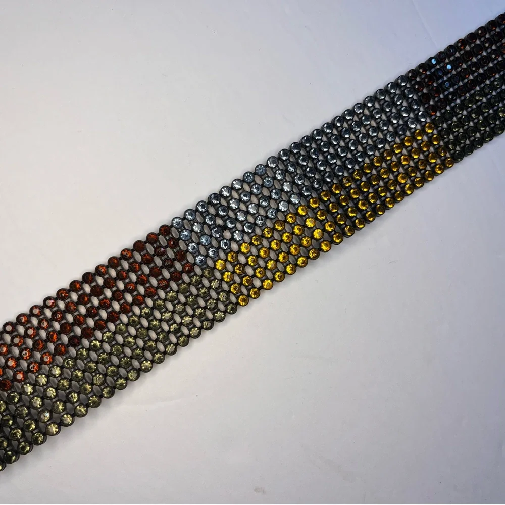 Beaded Stretch‎ Disco Belt Clasp Closure Multi-Colored Stretchy Color Block